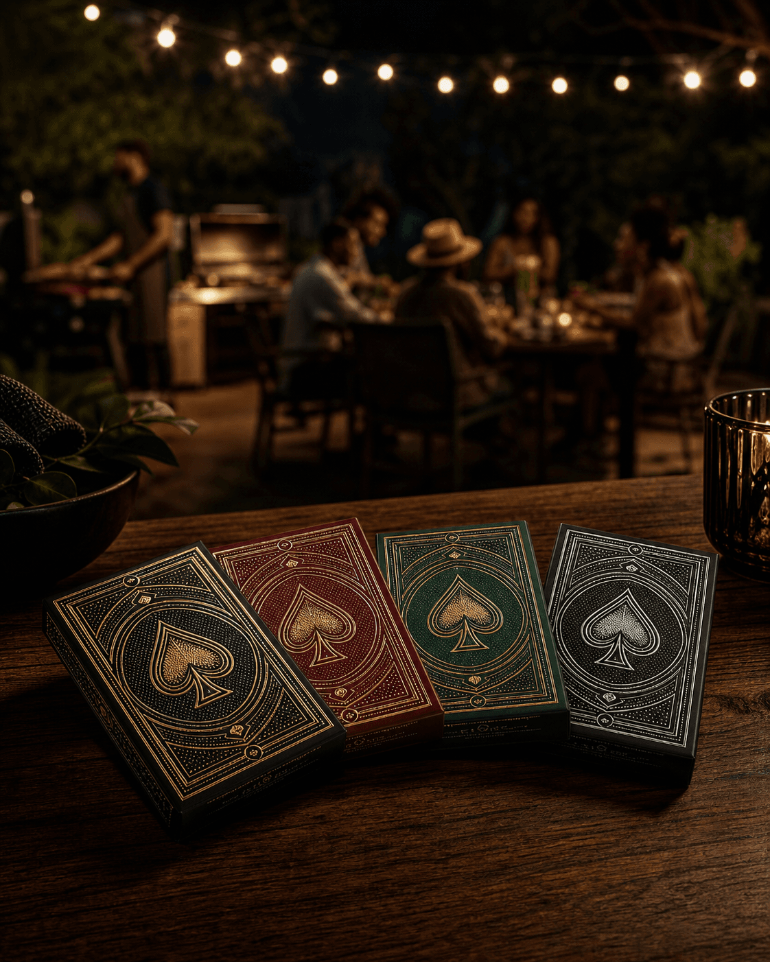 The Table Talk Spades card-back collection: four custom designs.